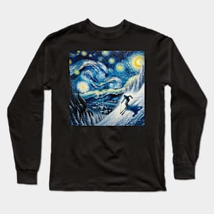 Alpine Skiing Starry Night-Inspired - Winter Sports Long Sleeve T-Shirt